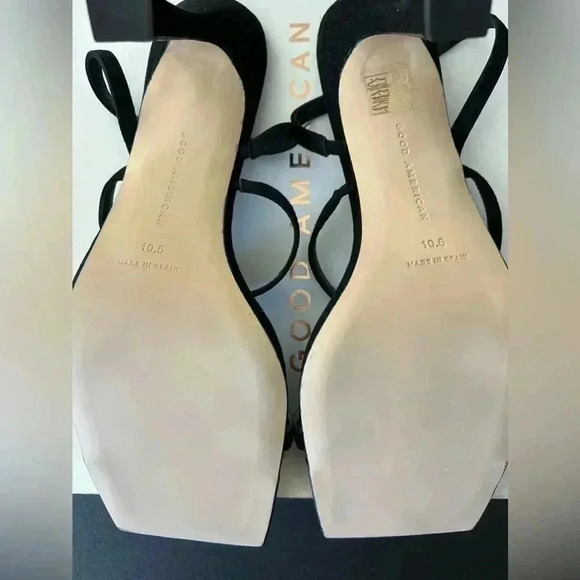 GOOD AMERICAN  The Standout Square Toe Sandal Suede Black Size 10 1/2 - Picture 8 of 9